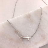 925 Sterling Silver Sideways Cross Necklace