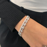 925 Sterling Silver Puff Anchor Bracelet