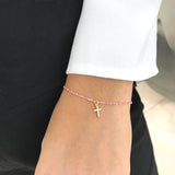 925/18k Vermeil Enamel CZ Cross Bracelet