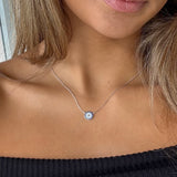 925 Sterling Silver CZ Blue Evil Eye Necklace