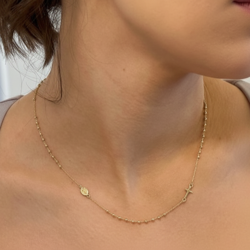 Sideways Rosary Necklace