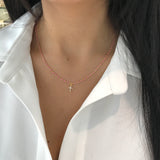 925/18k Vermeil Enamel CZ Cross Necklace