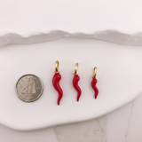 18k Gold Red Enamel Corno Pendant - 3 sizes