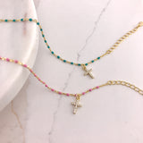 925/18k Vermeil Enamel CZ Cross Bracelet