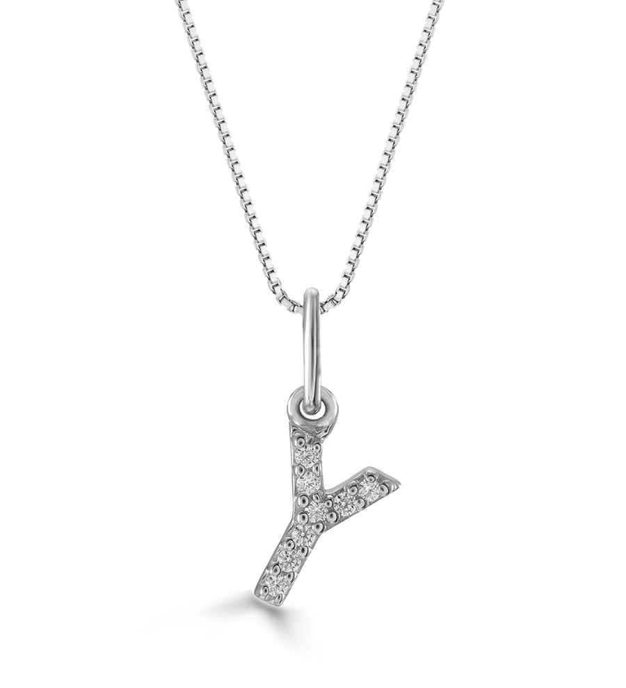 10k Gold Mini Diamond Letter Necklace