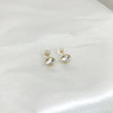 14k Yellow Gold Bezel Set CZ Comfort Back Earrings