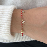 Lucky Red Enamel Charm Bracelet