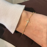 18k/925 Vermeil Multi CZ Cross Bracelet