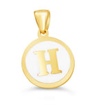 10k Gold White Enamel Letter Disc Necklace