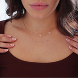 10k Gold Sparkle Cut Curved Bar Necklace
