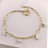 925/18k Vermeil Paperclip Bracelet with CZ Dangle stones