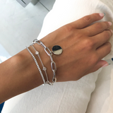 Miss Mimi Engravable Disc - 925/14k Vermeil Thick Paperclip Bracelet