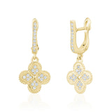 Miss Mimi - 14k/925 Vermeil Heritage Clover Drop Cubic Zirconia Earrings