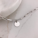 Miss Mimi Engravable Disc - 925/14k Vermeil Thin Paperclip Disc Bracelet