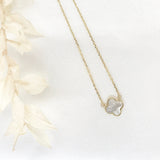 10k Gold Mother of Pearl Clover Necklace