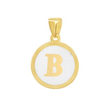 10k Gold White Enamel Letter Disc Necklace
