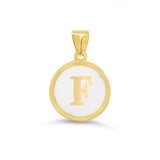 10k Gold White Enamel Letter Disc Necklace