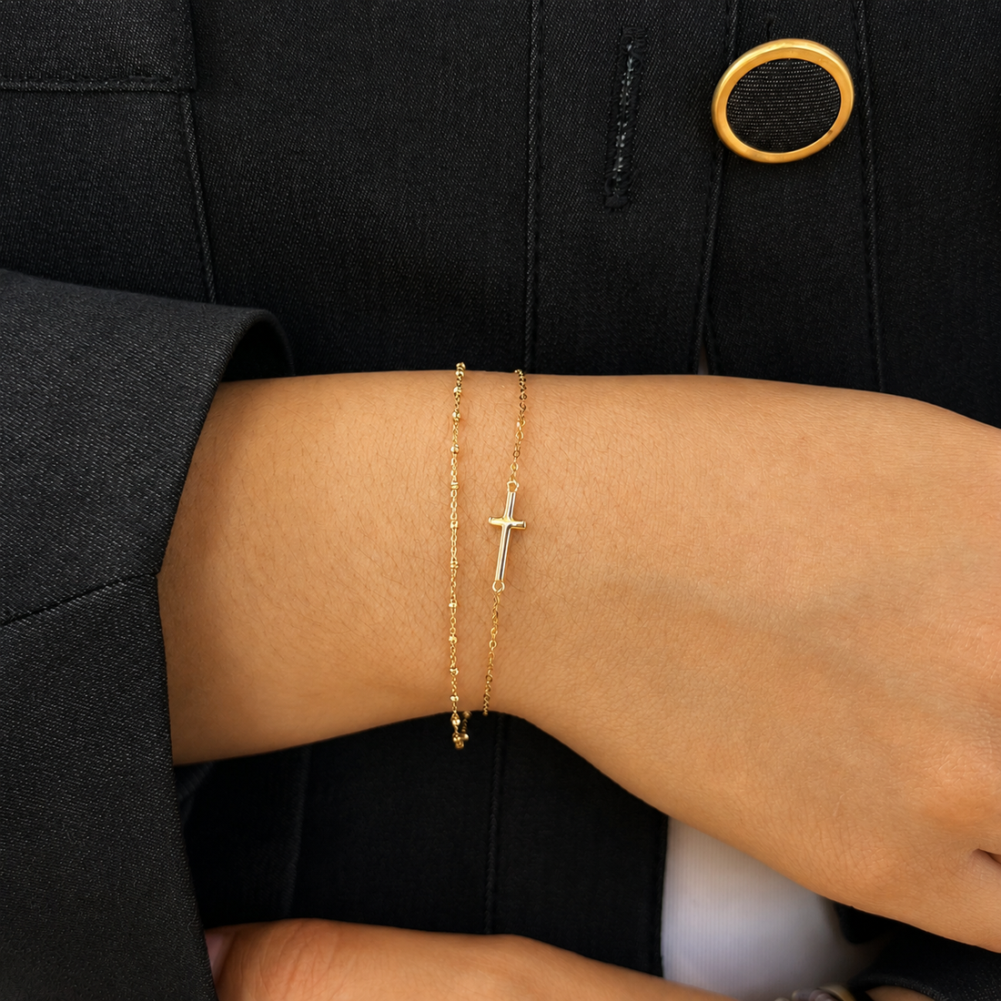 Gold Sparkle Cut Beaded Bracelet