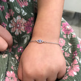 Children's 925 Sterling Silver Evil Eye with CZ Bracelet