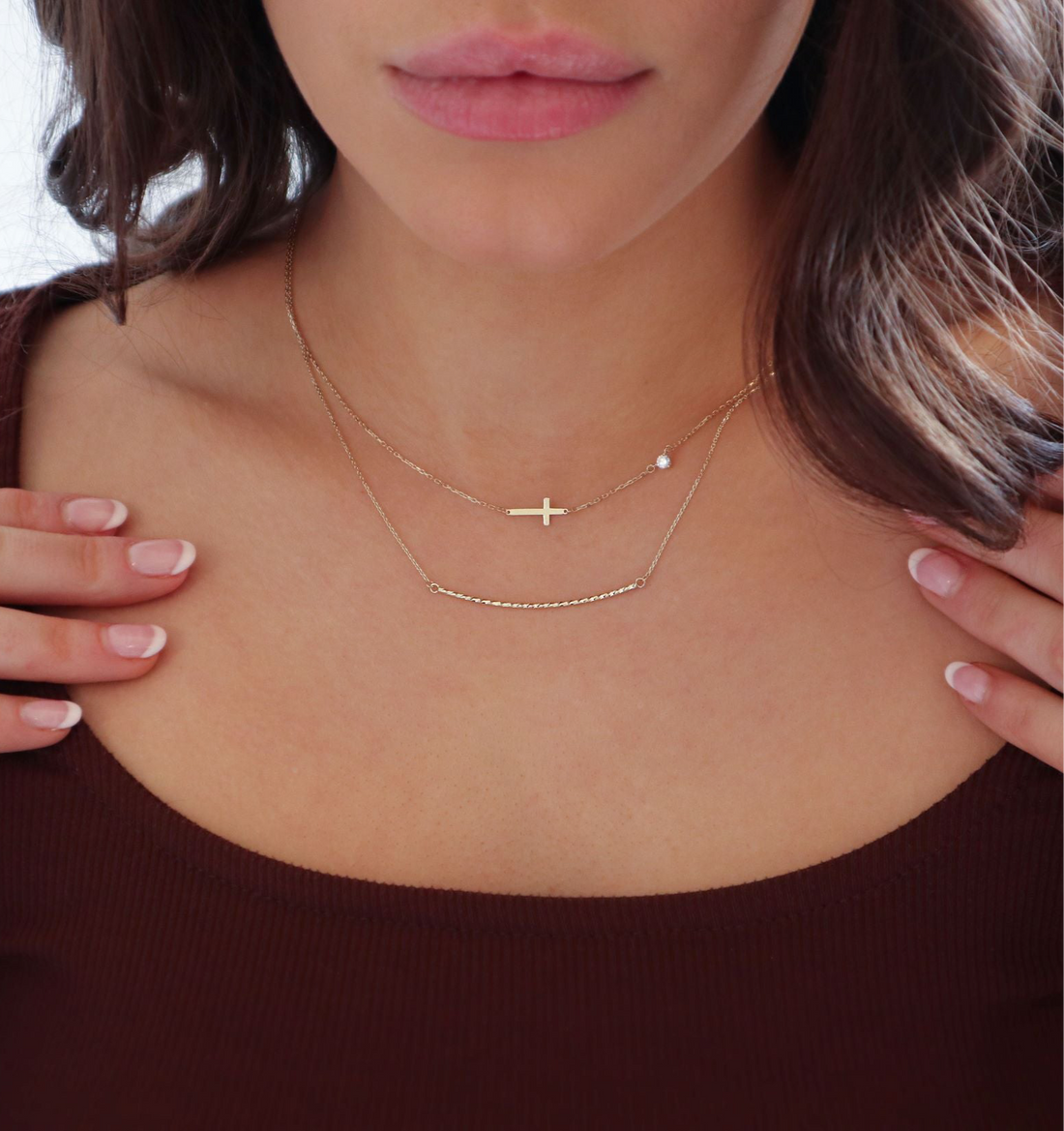 Graceful Cross CZ Necklace