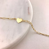 925/18k Vermeil Paperclip with Heart Bracelet