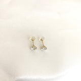 14k Yellow Gold CZ Comfort Back Earrings