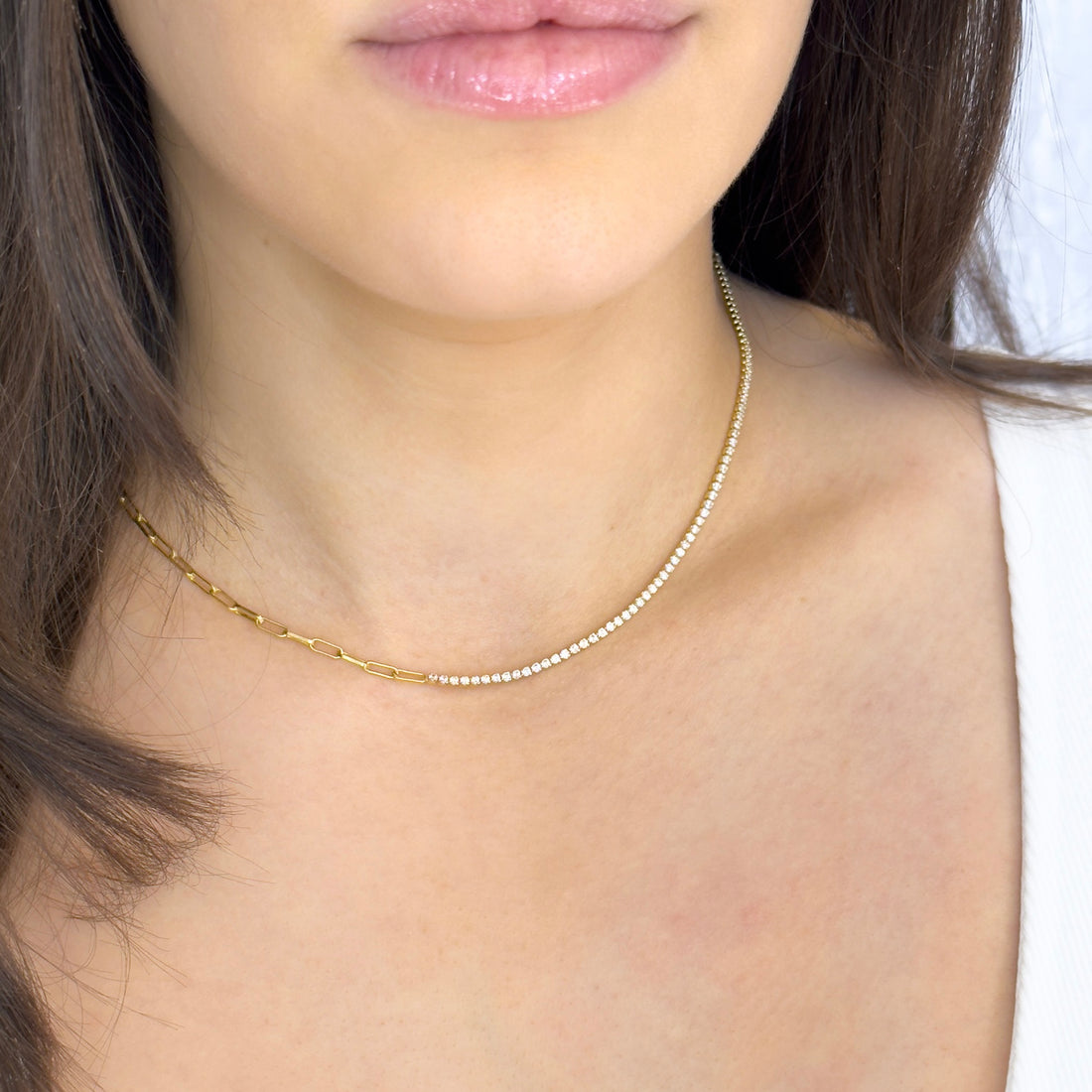 Siena CZ Paperclip Necklace