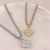 Miss Mimi- 925/14k Vermeil Heritage Clover Cubic Zirconia Necklace