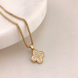 Miss Mimi- 925/14k Vermeil Heritage Clover Cubic Zirconia Necklace