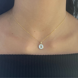 10k Gold White Enamel Letter Disc Necklace