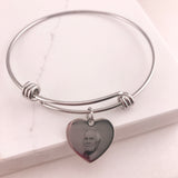 Stainless Steel Heart Bangle - Photo Engraving
