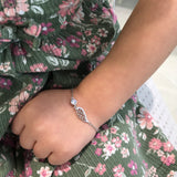 Children's 925 Sterling Silver Angel Wing with CZ Bracelet