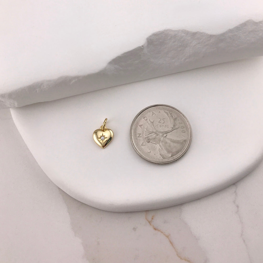 Mini Puff CZ Heart Charm