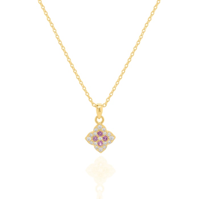 Pink CZ Clover Necklace
