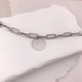 Miss Mimi Engravable Disc - 925/14k Vermeil Thick Paperclip Bracelet