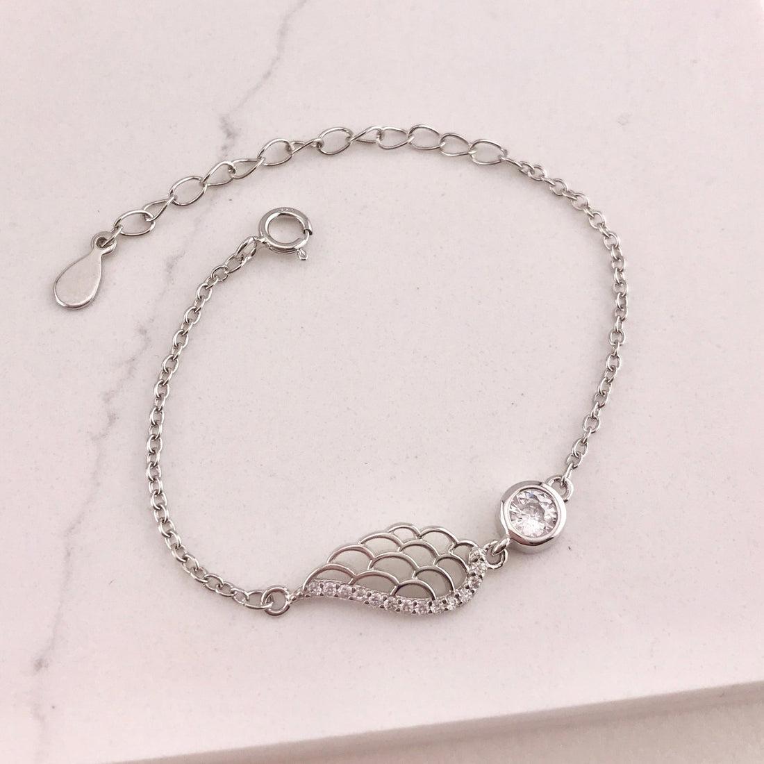 Little Sweetheart's Angel Wing CZ Bracelet