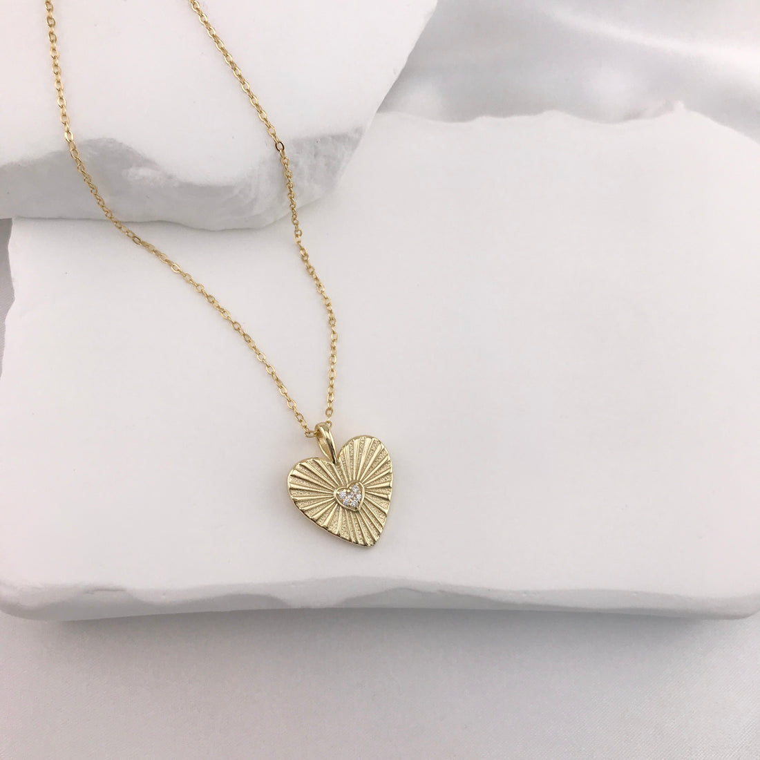 Sunbeam CZ Heart Necklace