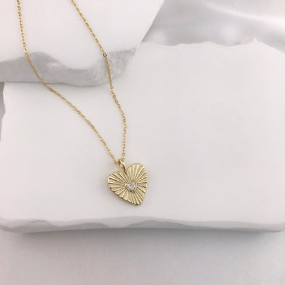 Sunbeam CZ Heart Necklace