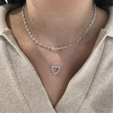 925 Sterling Silver CZ Open Heart Necklace