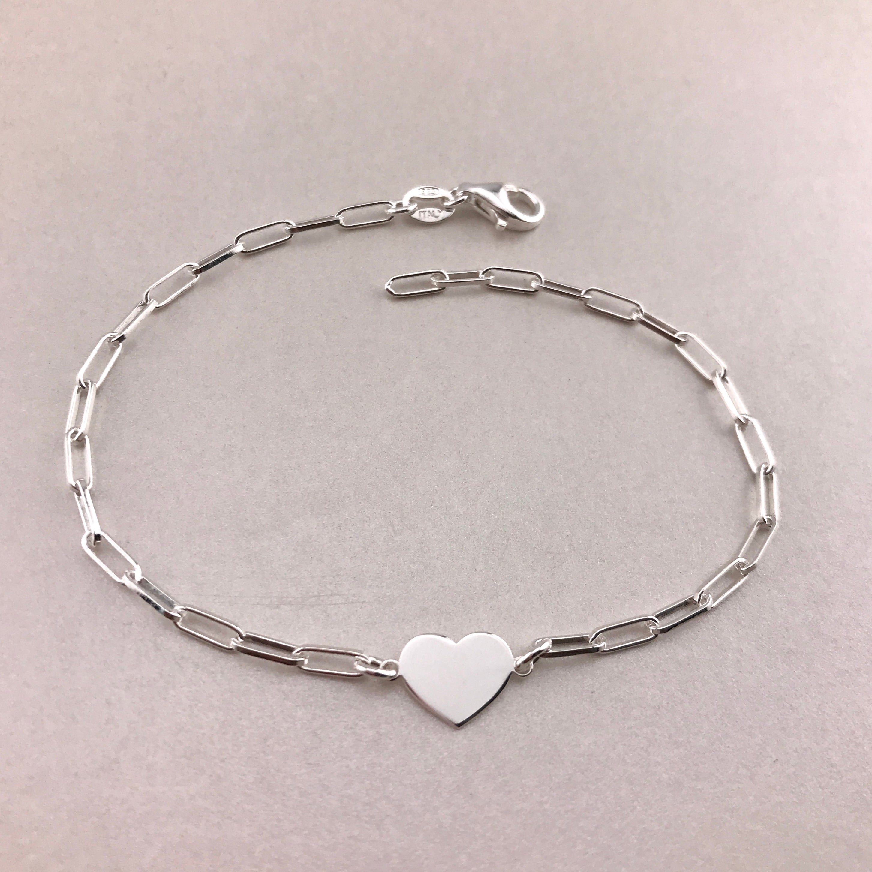 925/18k Vermeil Paperclip with Heart Bracelet