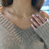 18k/925 Vermeil Ball Necklace with CZ Bezel