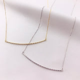 10k Gold Sparkle Cut Curved Bar Necklace