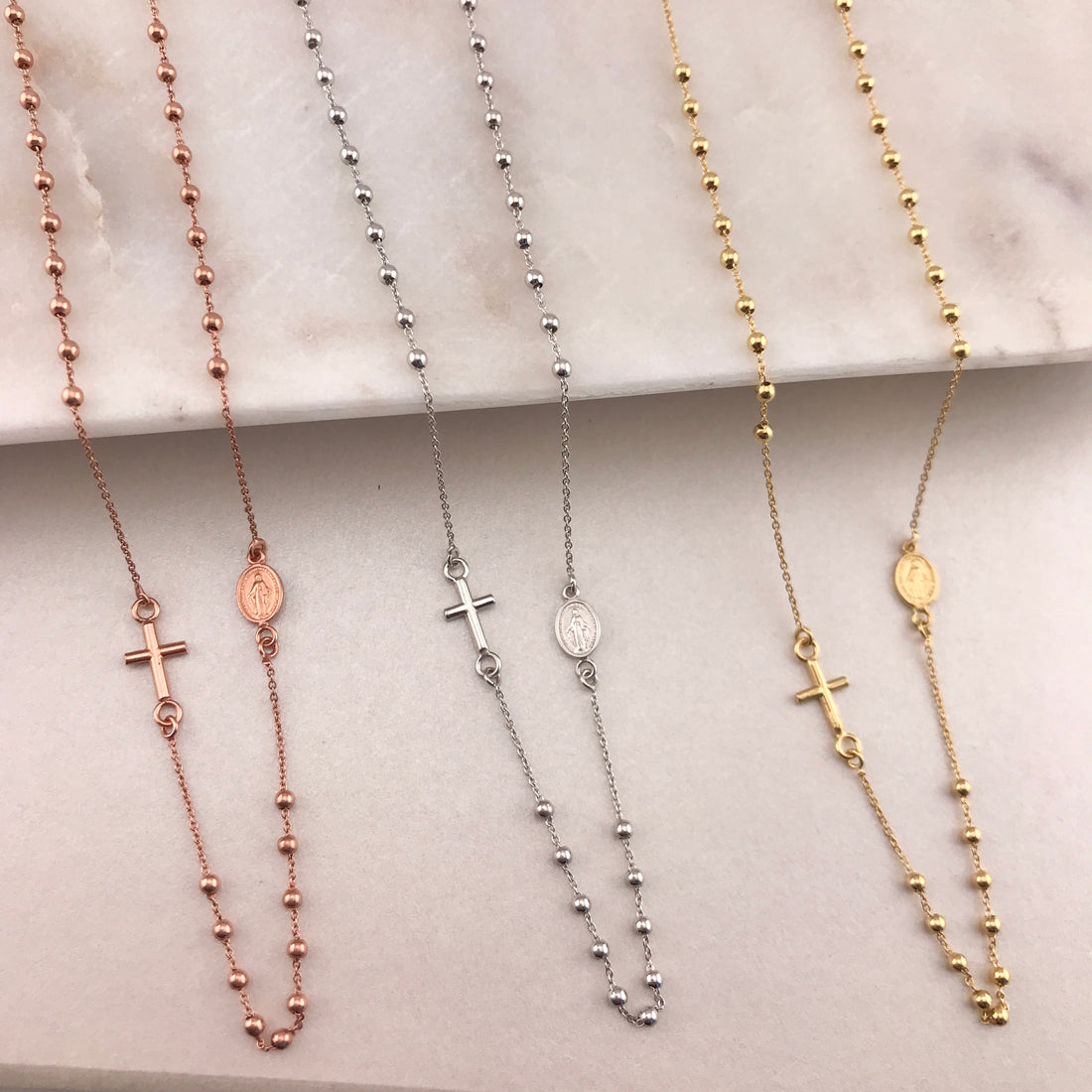 Sideways Rosary Necklace