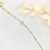 18k/925 Vermeil Multi CZ Cross Bracelet
