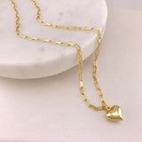 925/18k Vermeil Paperclip Necklace with Heart Charm