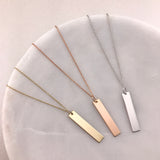 Engravable- 10k Gold Vertical Bar Necklace