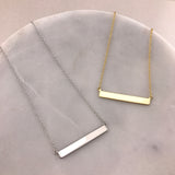 Engravable - 925/18k Vermeil Bar Necklace