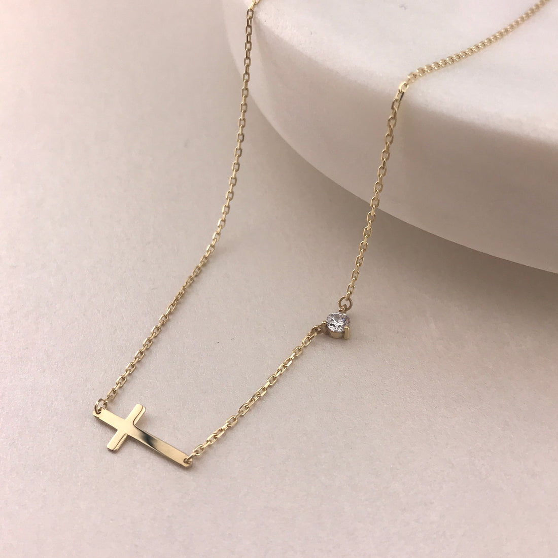 Graceful Cross CZ Necklace