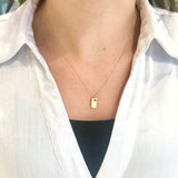 10k Yellow Gold Dog Tag with Heart-Cut out and CZ Necklace