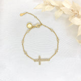 18k/925 Vermeil Multi CZ Cross Bracelet